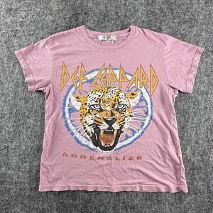Def Leppard Adrenalize Tee Womens XXS Pink Letluv Anthropologie Band Shirt Crop